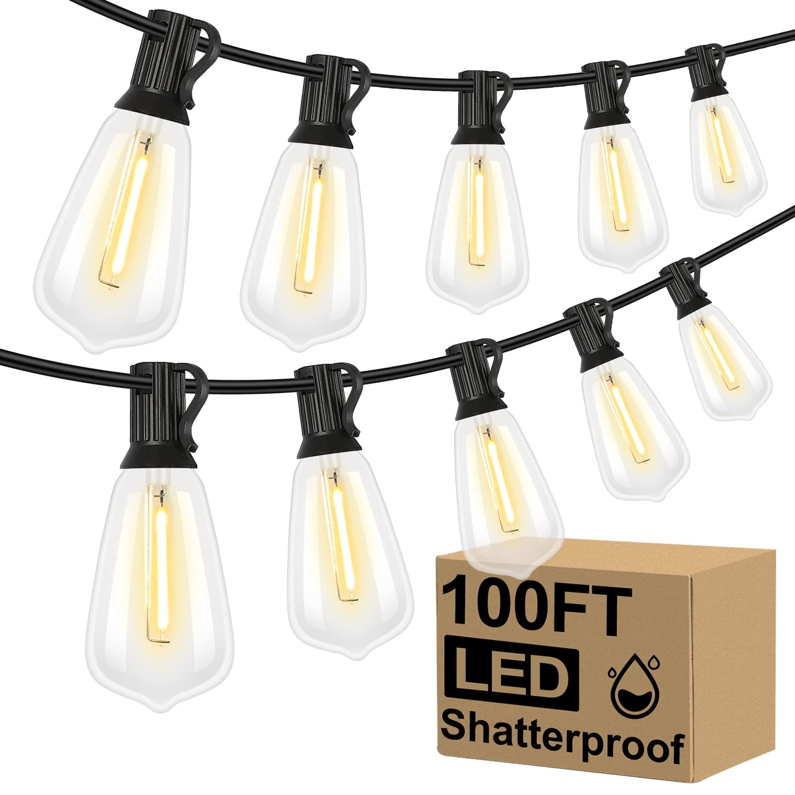 Brightever LED Outdoor String Lights 100FT