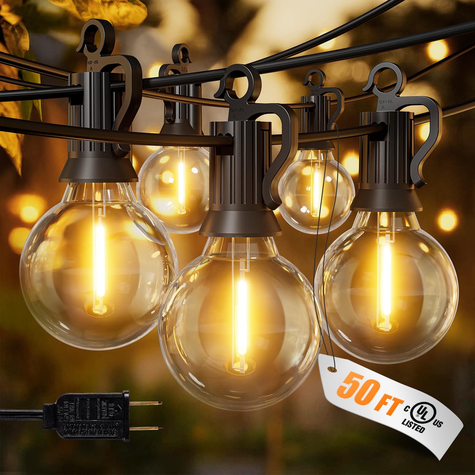 Brightown Outdoor String Lights 50FT G40 LED