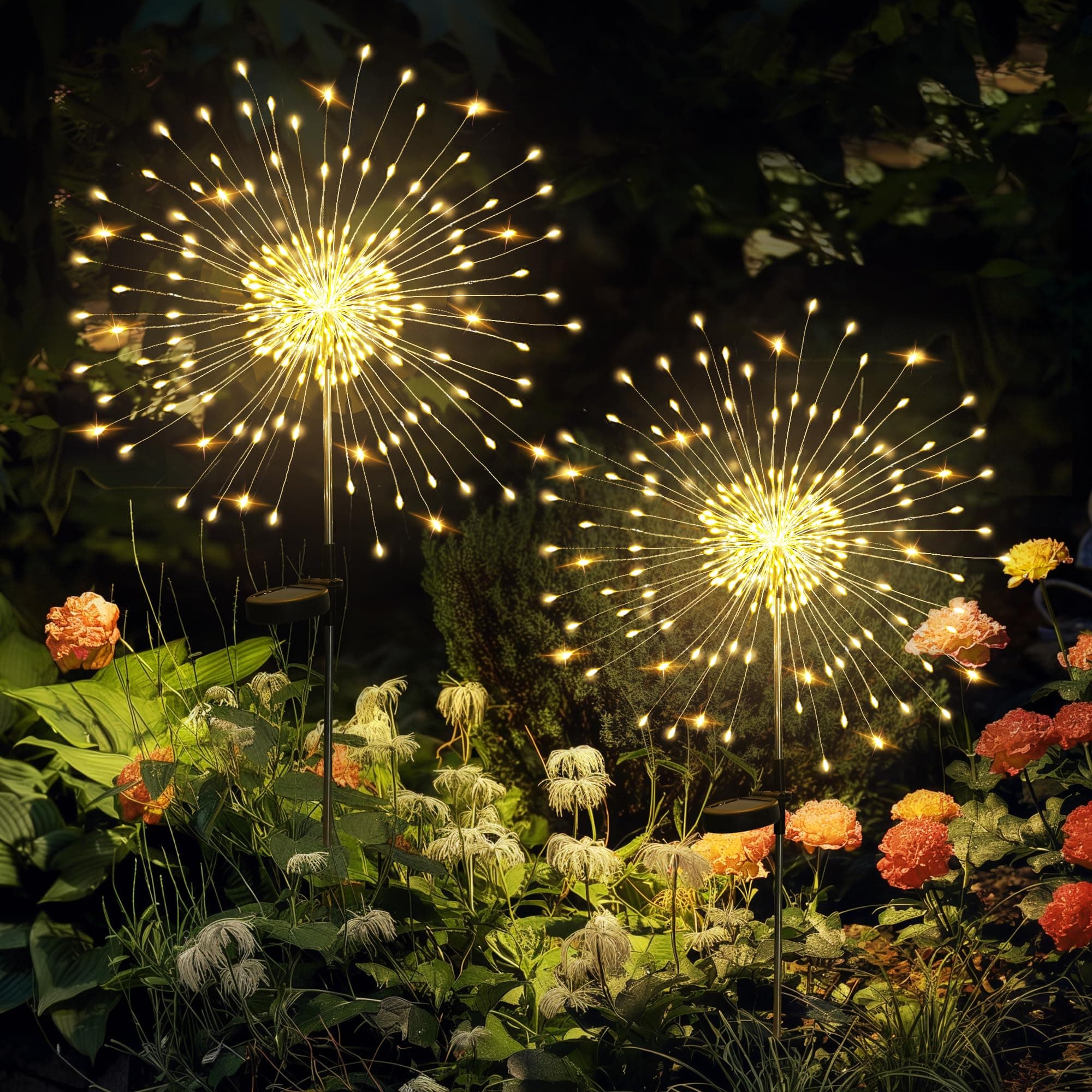 GIGALUMI Solar Garden Decor Firework Lights 2 Pack
