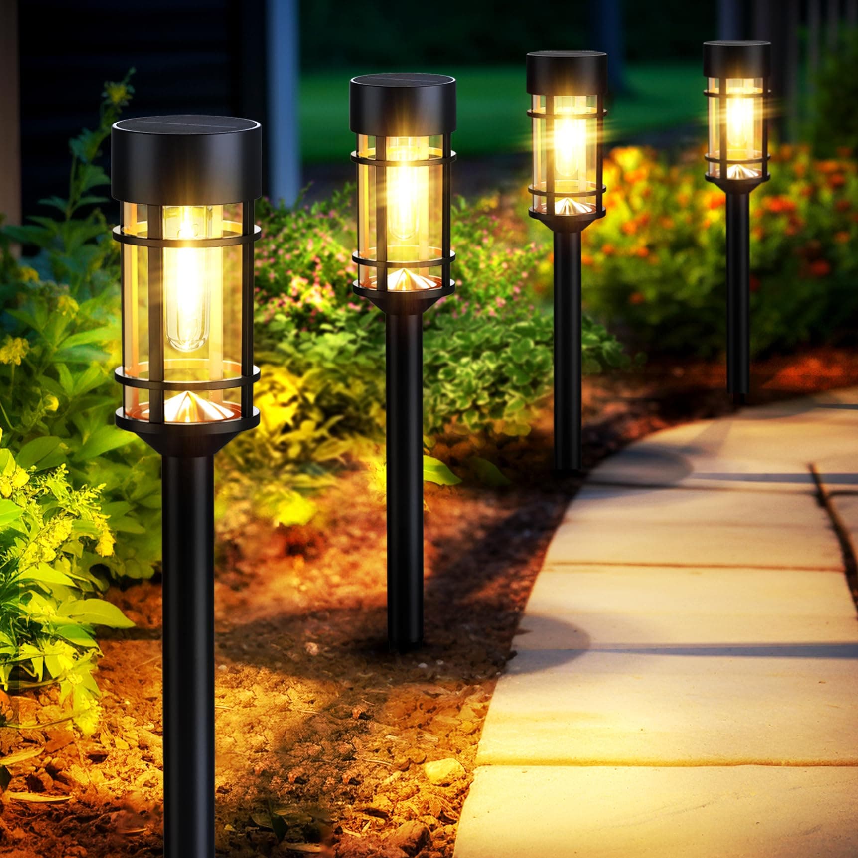 Mancra Solar Pathway Lights 8 Pack Glass Metal