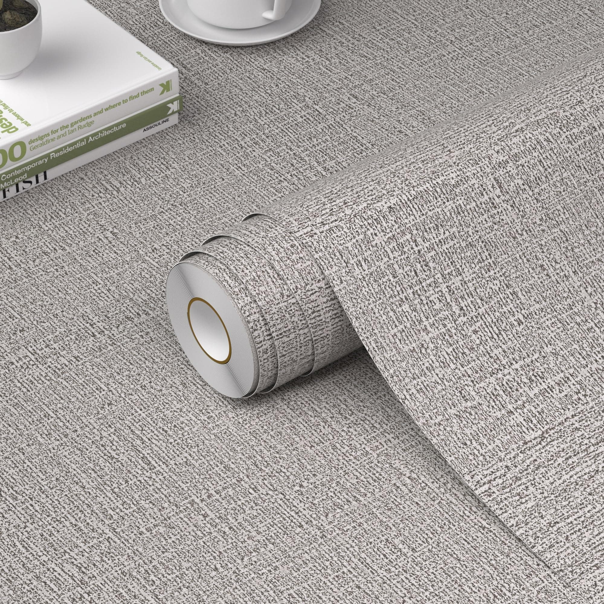 WADILE Grasscloth Peel and Stick Wallpaper Light Gray