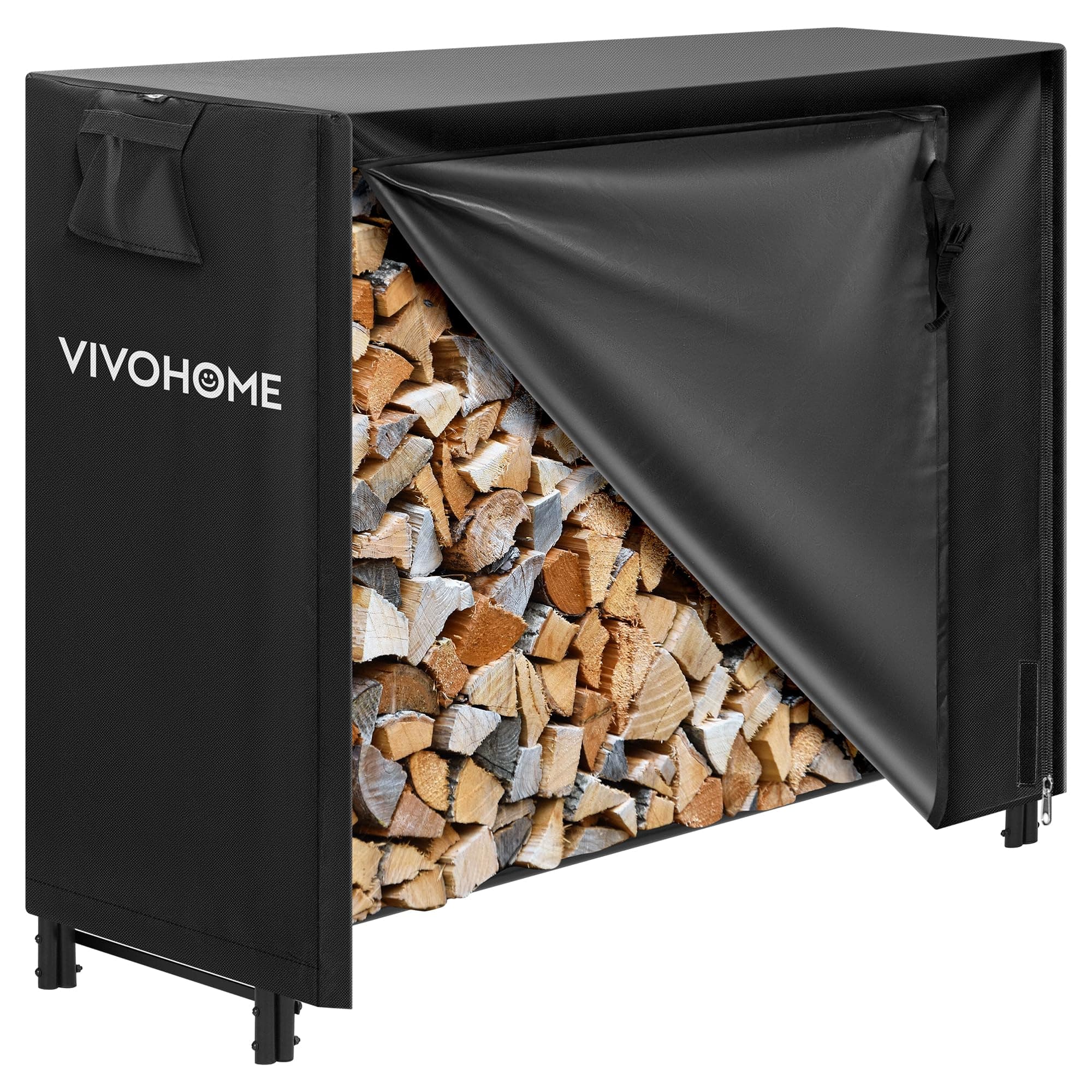 VIVOHOME Heavy Duty Firewood Rack with Cover